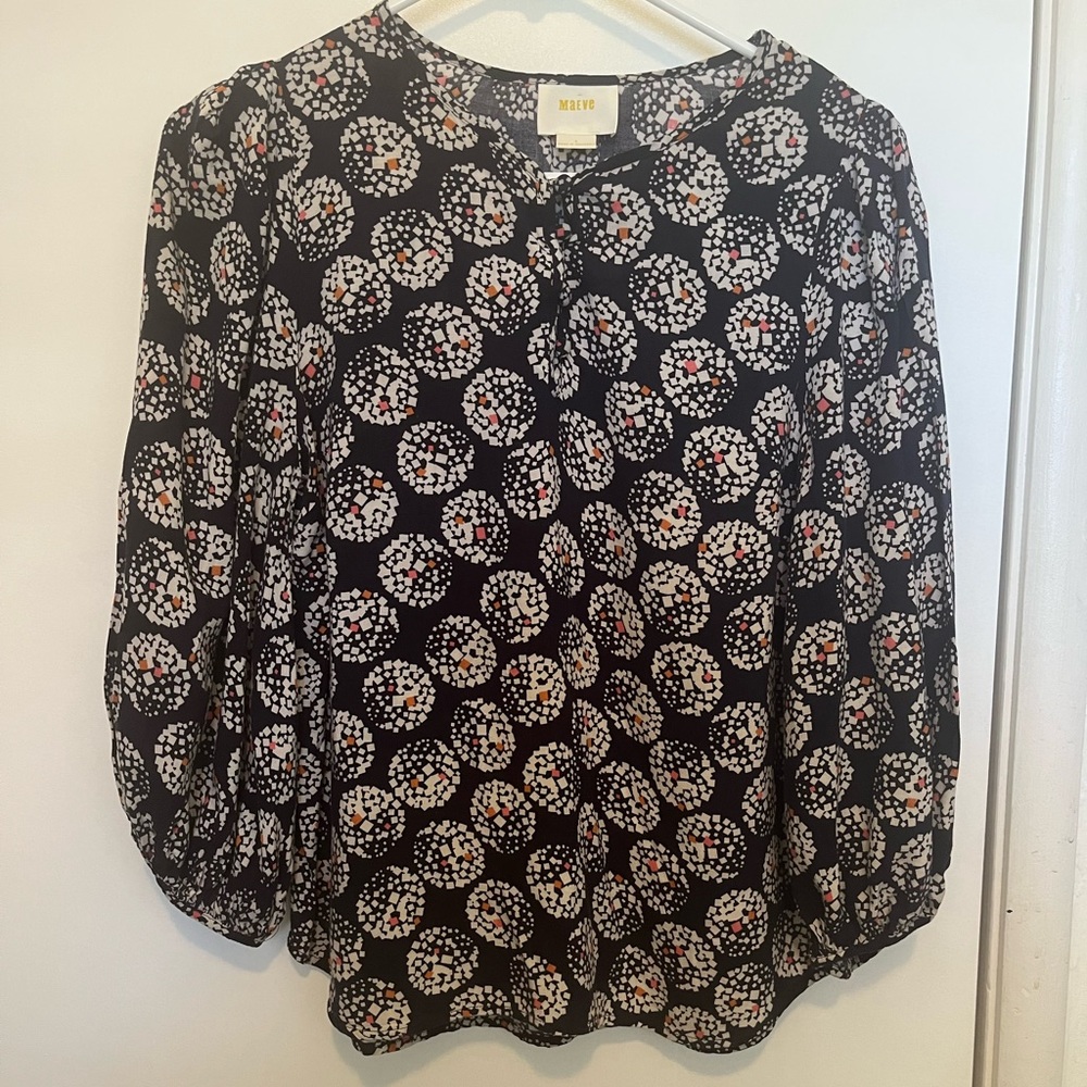 Maeve Patterned Button Up Blouse (Anthropologie) - image 1